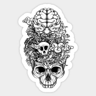 Brain Doodle BW Sticker